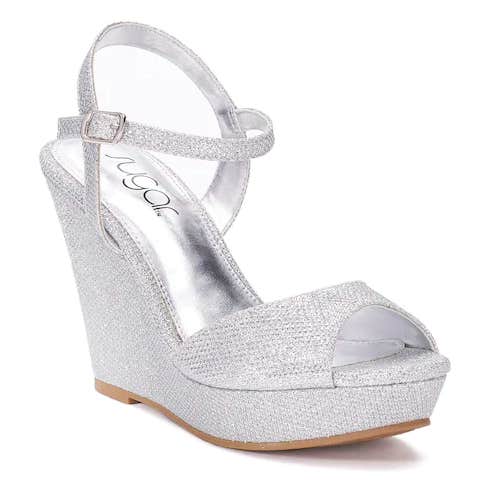 Silver cheap formal wedges